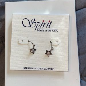Small Dangle Star Sterling Silver Earrings